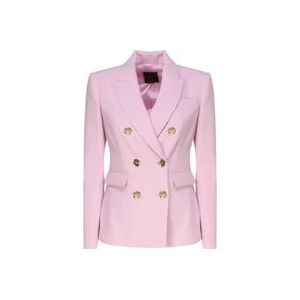 Pinko Witte Stretch Blazer met Metalen Knopen , Pink , Dames , Maat: M