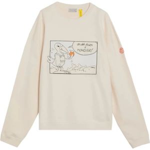 Moncler, Heren, Sweatshirts & Hoodies, Wit, Maat: S