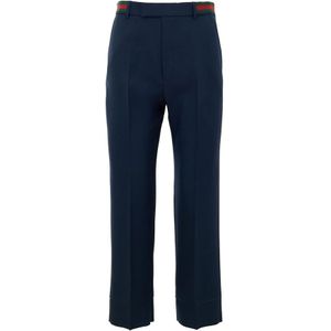Gucci, Heren, Broeken, Blauw, Maat: S Leer,