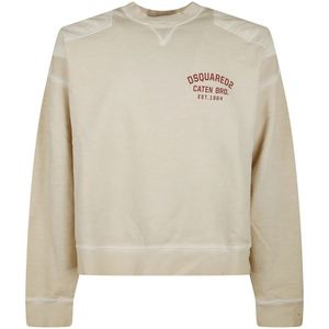 Dsquared2, Heren, Sweatshirts & Hoodies, Bruin, Maat: L Katoen,