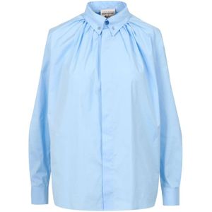 Semicouture, Dames, Blouses & Shirts, Blauw, Maat: XS Katoen,
