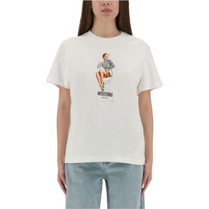 Moschino, Dames, Tops, Wit, Maat: M Katoen,