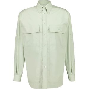 Fendi, Heren, Overhemden, Groen, Maat: S Katoen,