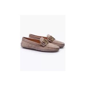 Tod's Beige Suede Gommino Loafers , Brown , Dames , Maat: 35 1/2 EU