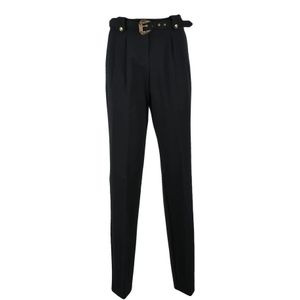 Versace Jeans Couture, Dames, Broeken, Zwart, Maat: M Leer,