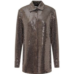 Nineminutes, Dames, Blouses & Shirts, Bruin, Maat: S