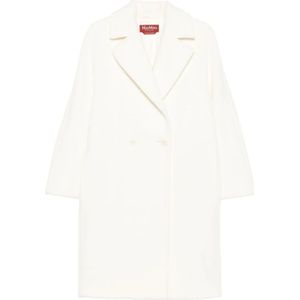 Max Mara Studio, Dames, Mantels, Wit, Maat: M Leer,