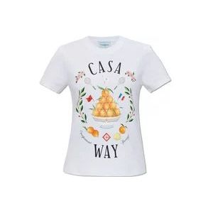 Casablanca Bedrukt T-shirt , White , Dames , Maat: M