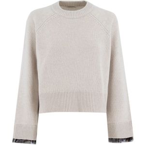 Brunello Cucinelli, Dames, Truien, Wit, Maat: S Wol,