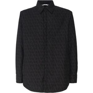 Valentino Garavani, Heren, Overhemden, Zwart, Maat: S Poliester,