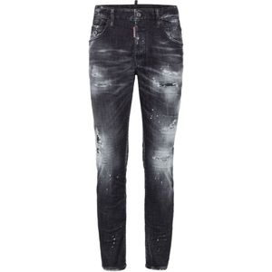 Dsquared2 Zwarte Distressed Skinny Cut Denim Jeans , Black , Heren , Maat: XL