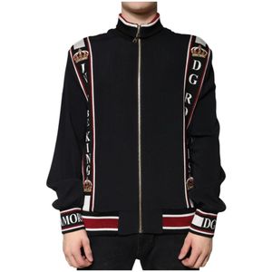 Dolce & Gabbana, Heren, Sweatshirts & Hoodies, Zwart, Maat: XL Viscose,