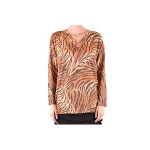 Twinset Gebreide trui met V-hals , Orange , Dames , Maat: XS