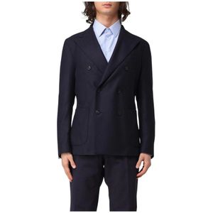 Boglioli, Heren, Pakken, Blauw, Maat: 2XL Wol,