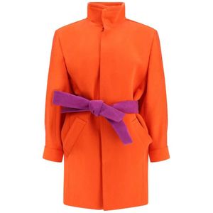 Saint Laurent, Dames, Mantels, Oranje, Maat: 2XS Zijde,