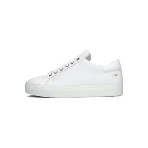 Nubikk Witte Leren Sneakers met Gouden Accenten , White , Dames , Maat: 36 EU