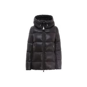 Moncler Gewatteerde nylon jas met capuchon , Black , Dames , Maat: L