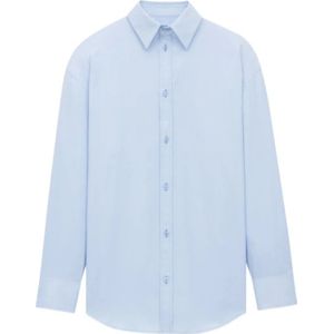 Saint Laurent, Dames, Blouses & Shirts, Blauw, Maat: M Katoen,