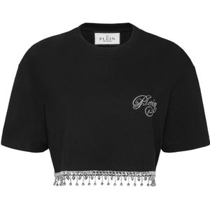 Philipp Plein, Dames, Tops, Zwart, Maat: XS Katoen,