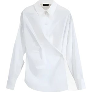 Roberto Collina, Dames, Blouses & Shirts, Wit, Maat: XL Katoen,