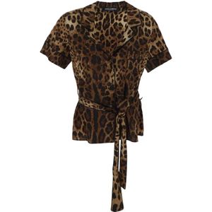 Dolce & Gabbana, Dames, Blouses & Shirts, Bruin, Maat: M Zijde,