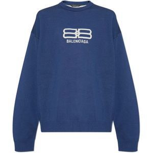 Balenciaga, Heren, Truien, Blauw, Maat: M Wol,