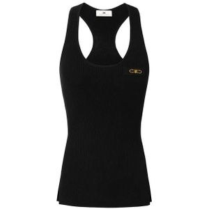 Elisabetta Franchi, Dames, Tops, Zwart, Maat: XS Zijde,