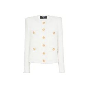 Balmain Tweed jasje , White , Dames , Maat: 4XL