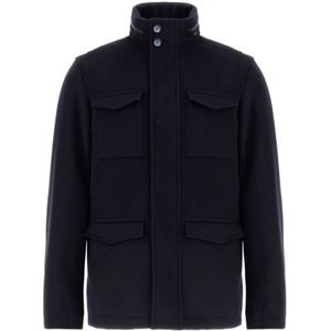 Herno, Heren, Jassen, Blauw, Maat: M Wol,
