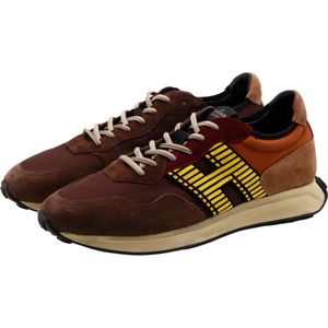 Hogan Bruine Retro Sneaker met Lichtgewicht Grip , Brown , Heren , Maat: 41 1/2 EU