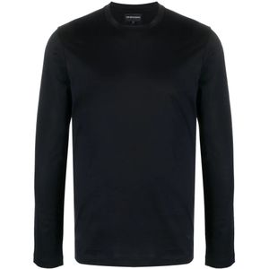 Emporio Armani, Heren, Tops, Blauw, Maat: M Katoen,