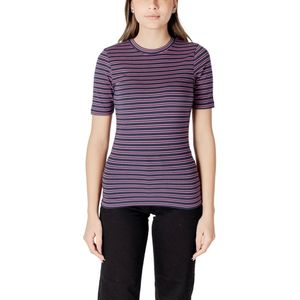 Ichi - 20122522 - T-shirt - Blauw - Gestreept - Korte Mouwen - Ronde Hals