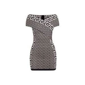 Balmain Luxe bodycon jurk met monogram ontwerp , Black , Dames , Maat: S