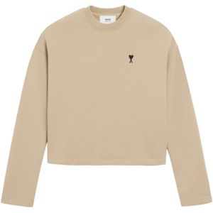Ami Paris, Dames, Sweatshirts & Hoodies, Beige, Maat: L Katoen,