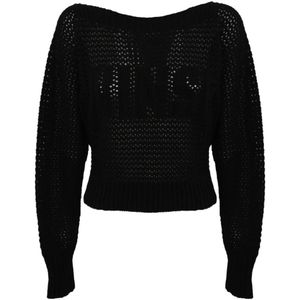 Twinset Zwarte Wol Boothals Trui , Black , Dames , Maat: M