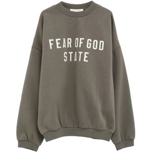 Fear Of God, Heren, Sweatshirts & Hoodies, Groen, Maat: M Katoen,