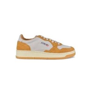 Autry Witte en Oranje Suède Sneakers , White , Heren , Maat: 42 EU