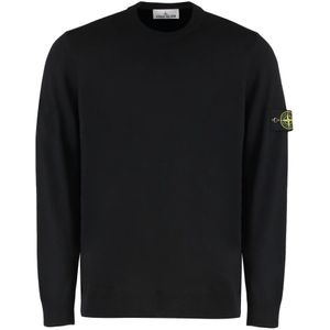 Stone Island, Heren, Truien, Zwart, Maat: 2XL Wol,