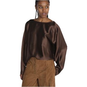 Birgitte Herskind, Dames, Blouses & Shirts, Bruin, Maat: S Satijn,