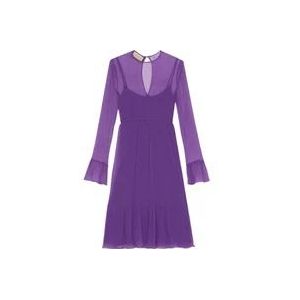 Gucci zijden chiffon midi jurk , Purple , Dames , Maat: S