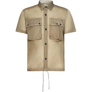 C.p. Company, Heren, Overhemden, Beige, Maat: M Katoen,