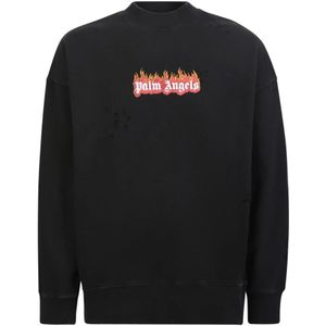 Palm Angels, Heren, Sweatshirts & Hoodies, Zwart, Maat: S Katoen,