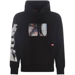 Diesel, Heren, Sweatshirts & Hoodies, Zwart, Maat: XS Katoen,