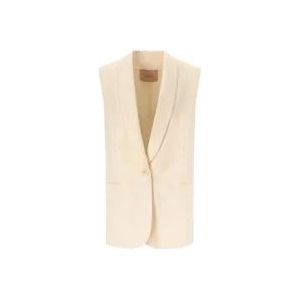 Twinset Ivory Single-Breasted Vest , Beige , Dames , Maat: XS