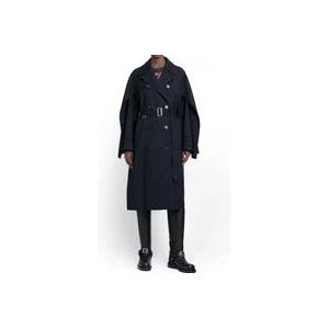 Burberry Zwarte Wollen Trenchcoat , Black , Dames , Maat: 2XS
