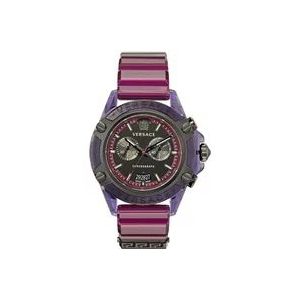 Versace Sport Chrono Horloge Blauw/Violet Transparant , Purple , Heren , Maat: ONE Size