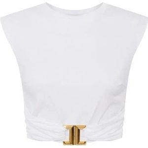 Elisabetta Franchi, Dames, Tops, Wit, Maat: XS Katoen,