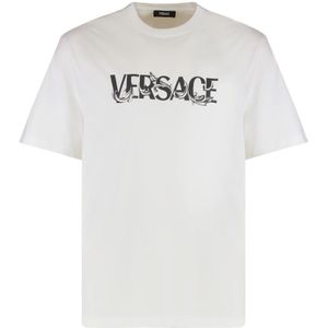 Versace, Heren, Tops, Wit, Maat: L Katoen,