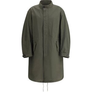 Givenchy - Parka Jas - Groen - Heren - Katoen - Met Monogramversiering