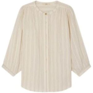 Sessun, Dames, Blouses & Shirts, Wit, Maat: M Katoen,